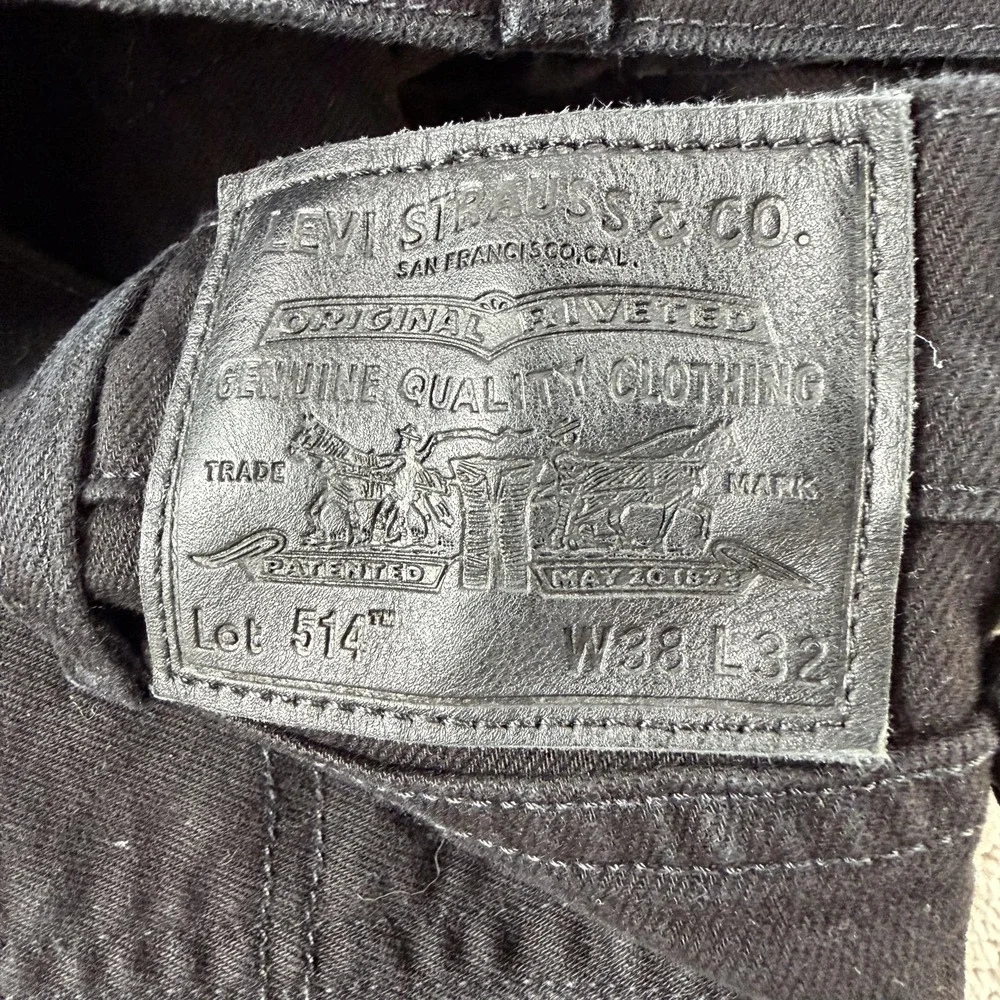 Levis 514 Jeans Mens 38x32 Dark Wash Black Denim Regular Straight Casual Pants